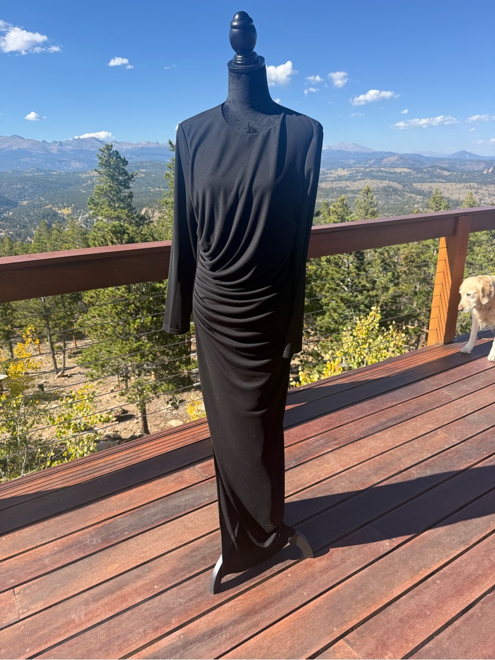 TuckerNuck Black Ruched Long Sleeve Maxi Dress Size XL